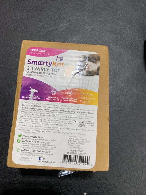 Photo 1 of SmartyKat (2 Count Twirly Top Electronic Motion Ball Cat Toy, Battery Powered - Randomly Selected Color, 2 Count