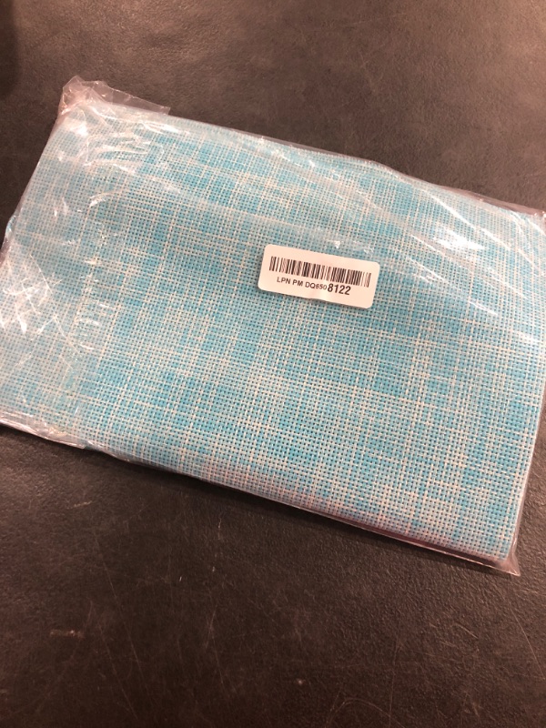 Photo 1 of SHACOS Placemats Set of 6 Woven Vinyl Place Mats Wipeable Heat Resistant Washable Table Mats Indoor Outdoor, Blue