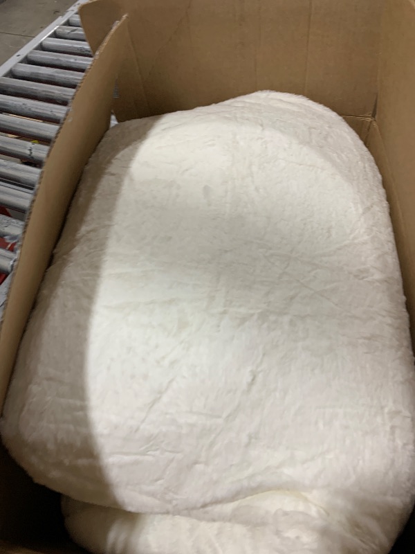 Photo 1 of A Nice Night Faux Fur Reading Pillow Bed Wedge Large Adult Children Backrest with Arms Back Support for Sitting Up in Bed/Couch for Bedrest,Ivory,Large