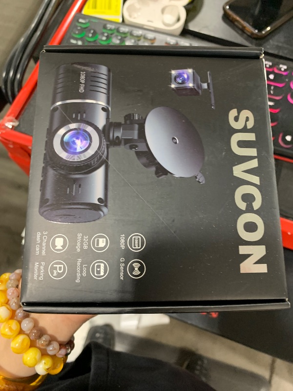 Photo 1 of Dash Cam Front and Rear Inside, 3 Channel Dash Camera for Cars, 1080P Triple Dash Cam, Dash Camera with 32GB Card, Loop Recording, HDR, G-Sensor, 24Hr Parking