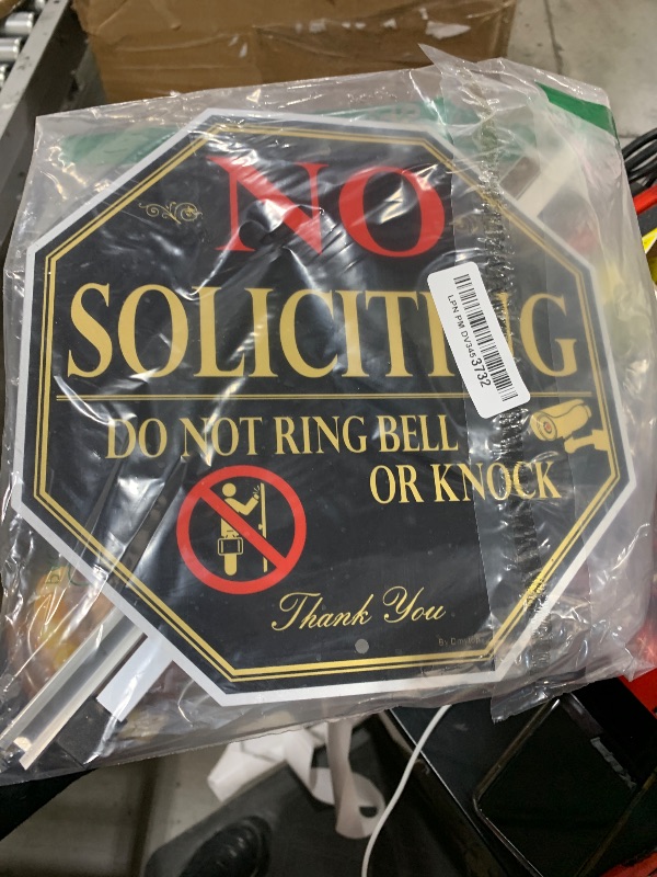 Photo 1 of 1Pack No Soliciting Yard Sign for House with 28" Aluminum Alloy Stake -10" x 10" - "Do Not Ring Bell or Knock" Warning Metal Sign for Home Front Door, UV Protected Rust & Fade Resistant