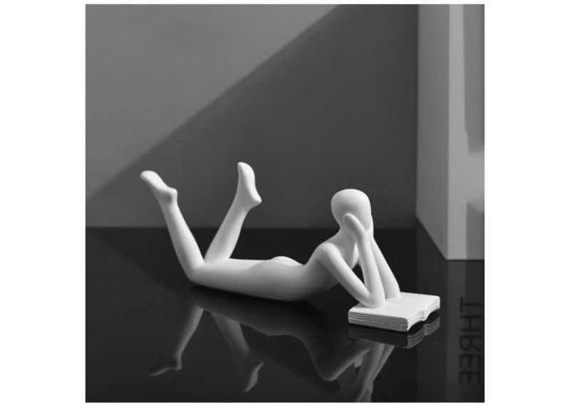 Photo 1 of Style-B White A Thinker Reads A Book Decoration, A Reader Resin Handicraft, A Home Study Garden Decoration, Room Decor, Home Decor, Scene Decor	