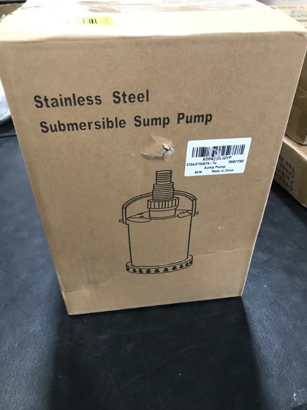 Photo 1 of PANRANO 1.2 HP Sump Pump Submersible 4200 GPH Water Pump for Pool Draining, Full Stainless Steel, Clean Dirty Water Transfer from Basement Garden Pond Sump Pit Hot Tub with Adapters