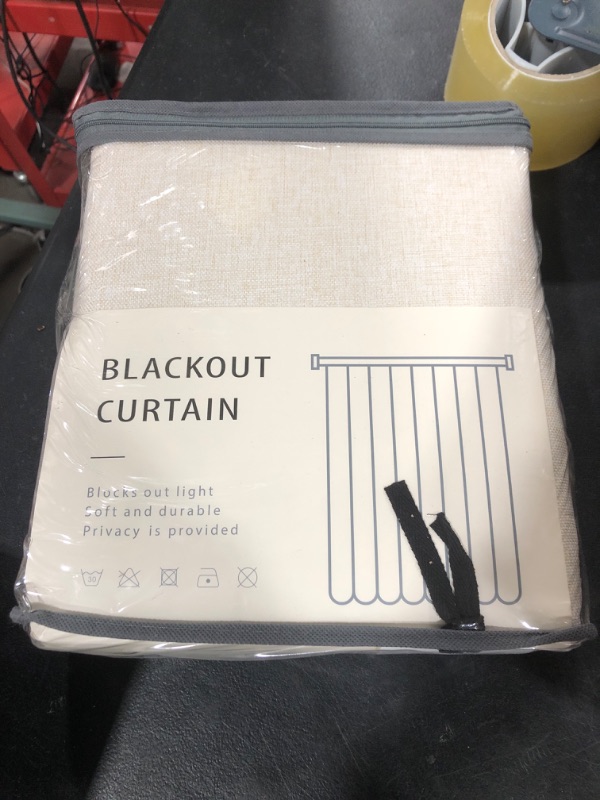 Photo 1 of 100% Blackout Shield Linen Blackout Curtains for Bedroom 84 Inches Long, Back Tab/Rod Pocket Living Room Drapes, Thermal Insulated Blackout Curtains 2 Panels Set, 50" W x 84" L, Cream