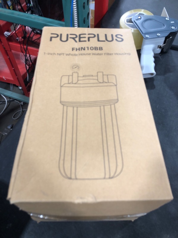 Photo 1 of PUREPLUS Whole House Water Filter Housing, 10"x4.5" Sediment Cartridge Universal Housing, Pre-Filtration System, with Pressure Gauge, 1" NPT Port