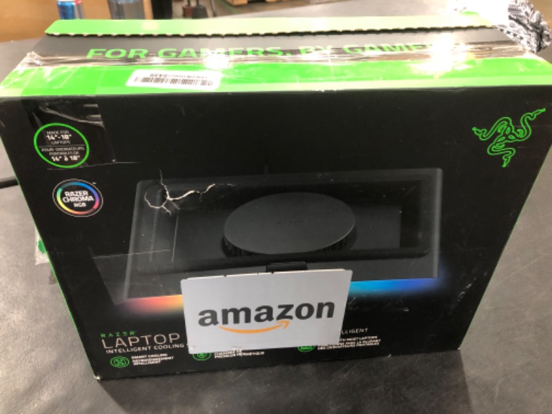 Photo 1 of Razer Laptop Cooling Pad: Adaptive Smart - Intelligent Fan Control - Airtight Pressure Chamber - Fits Most Laptops & Macbooks 14” to 18" - Preset & Custom Fan Curves - 3 Port USB Type A - Chroma RGB