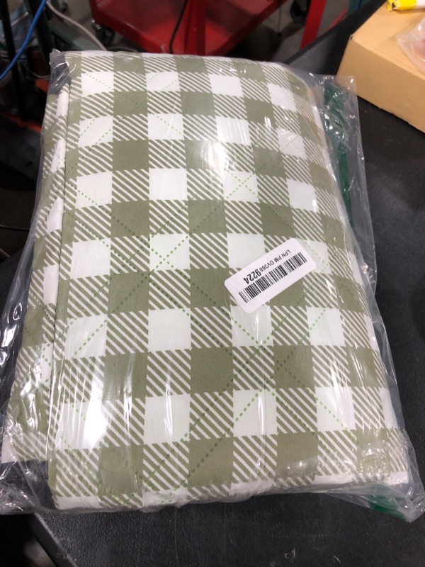 Photo 1 of ZAZE Extra Large Picnic Outdoor Blanket, 80''x80'' Waterproof Foldable Blankets Gingham Picnic Mat for Beach, Camping Grass Lawn Park Accessories Cute Couple Gifts Ideas Wedding Registry(Green White)