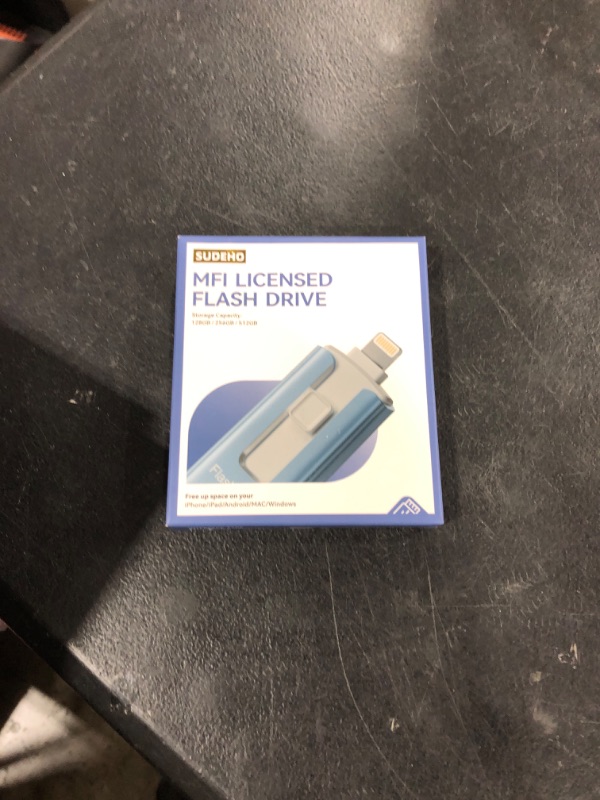 Photo 1 of MFi Certified 256GB Flash Drive for iPhone iPad, Photo Stick for External Memory Storage, Easily Back Up and Save Files, USB Memory Stick Thumb Drive for iPhone/iPad/Android/PC (Blue, 256GB)