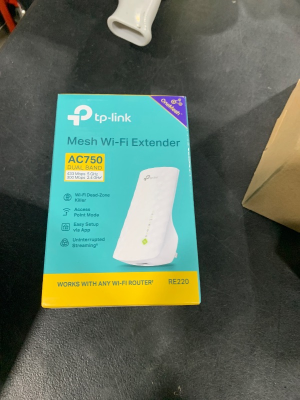 Photo 1 of TP-Link WiFi Extender with Ethernet Port, Dual Band 5GHz/2.4GHz , Up to 44% More Bandwidth than Single Band, Covers Up to 1200 Sq.ft and 30 Devices, Signal Booster Amplifier Supports OneMesh(RE220)