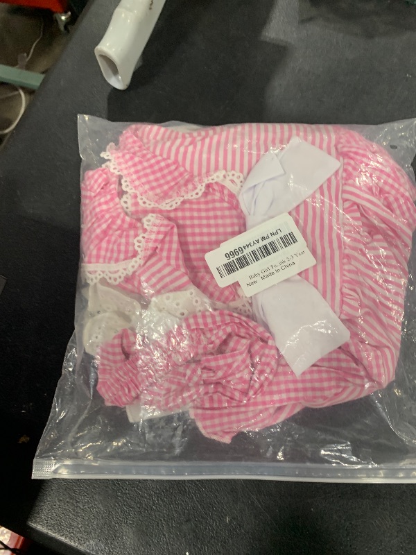 Photo 1 of Baby Girl Pink Plaid Tutu Dress - Toddler Princess Party Dress with Headband Bowknot - 2-3 Year