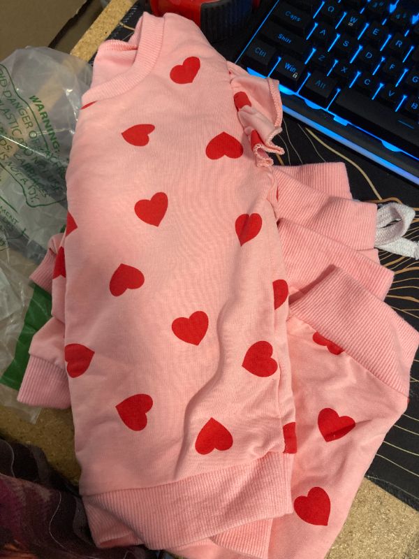 Photo 1 of 3T Toddler Baby Girl 2-3 Years Outfit 2T Long Sleeve Red Heart Sweatshirt Pants Infant Sweatsuit Clothes Set
