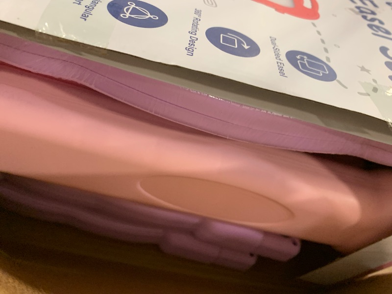 Photo 1 of AuntyFey Easel for Kids, Toddler Easel, Double-Sided Chalk Board Kid, White Board, Kid Art Easel, Art Easel Age 4-8, Christmas Gift, Pink&Purple