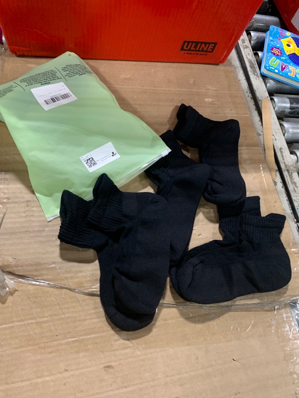 Photo 1 of +MD Diabetic Socks for Men Women-6 Pairs, Non-Binding Extra Wide Ankle Socks, Circulator Socks for Edema 9-11 Black