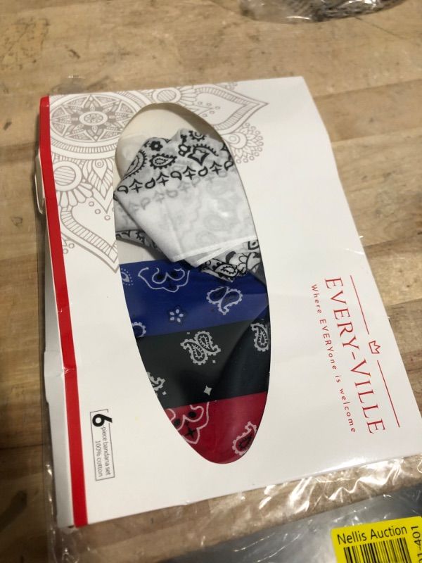Photo 1 of 6-Pack Large Cotton Bandana for Men and Women - Paisley, 22x22 In, Red Black White Blue Purple Tan - Cowboy Head Bandanna Scarf Handkerchief