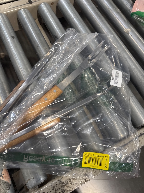 Photo 1 of 3 piece BBQ grilling accessories set - bbq tongs spatula fork set - Heavy Duty Stainless Steel Barbecue grill Tools with Solid Hard Wood Handles Great bbq Gift set