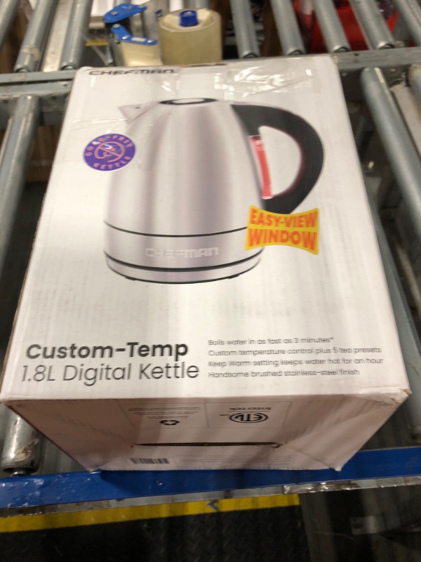 Photo 1 of Chefman Electric Tea Kettle, 1.8 Liter Hot Water Electric Kettle Temperature Control Water Boiler with 5 Presets, Tri-Colored LED Lights, Keep Warm, Automatic Shutoff, Stainless