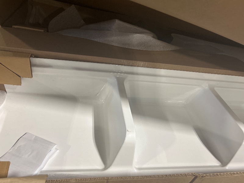 Photo 1 of ** similar image***Noah William Home Lightweight Polystyrene White Tub Wall Surround - Waterproof, Easy-to-Install, Two Shelf Units Kit Included, Bathtub Wall Surround Panels, (Plain Pattern, Basic Shelves), 58"