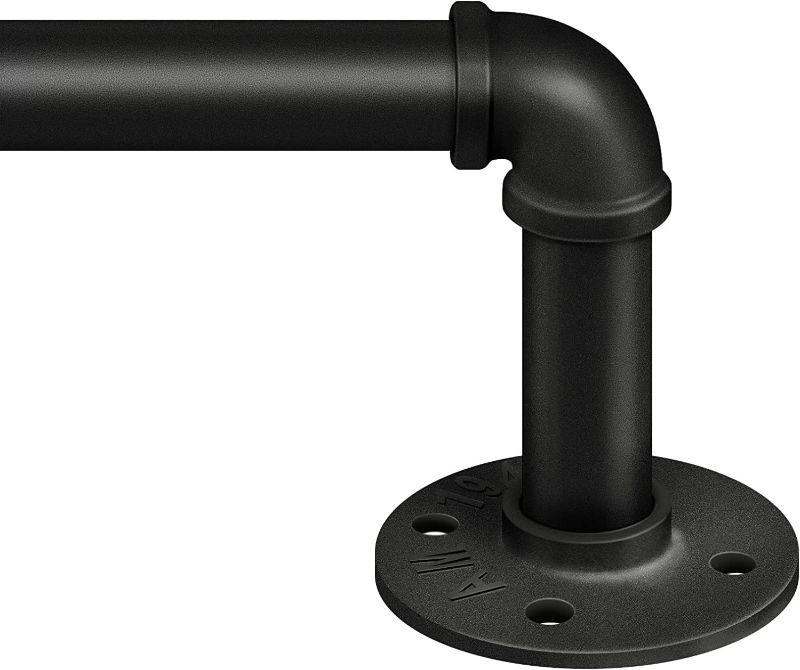 Photo 1 of ***Missing curved connections*** Zeerobee Curtain Rods for Windows 66 to 120, 1 Inch Industrial Wrap Around Black Curtain Rod, Indoor/Outdoor Room Divider Adjustable Drapery Pole, 66"-120"