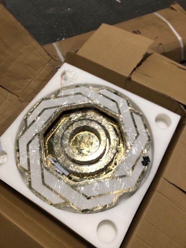 Photo 1 of Flashing God Crystal Chandeliers Dia 32" Gold Chandelier Flush Mount Ceiling Light for Bedroom Living Room Dining Room Hallway Dimmable 3 Rings LED Celing Lighting Fixtures