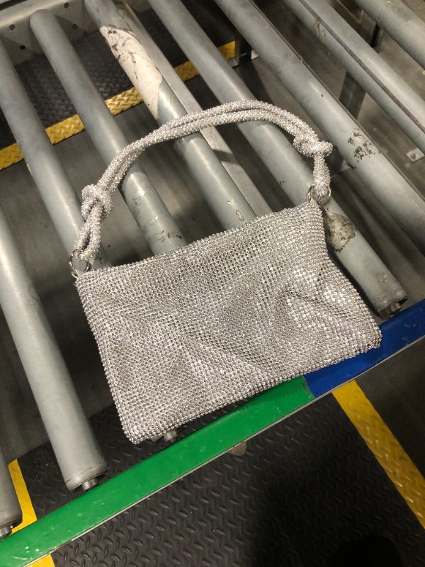 Photo 1 of ***few sequins missing*** Rhinestone Purse Sparkly Evening bag Silver Clutch Purses for Women Evening, Cross Body Handbags for Party Prom Club Wedding