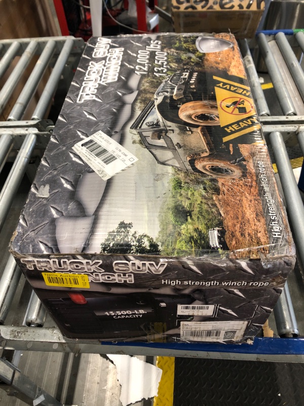 Photo 1 of RUGCEL WINCH 13500lb Waterproof Electric Truck Winch 12V Synthetic Black Rope Jeep Winch with Hawse Fairlead,Wired Handle and 2 Wireless Remote,for Trailer and Wrangler in Car Lift