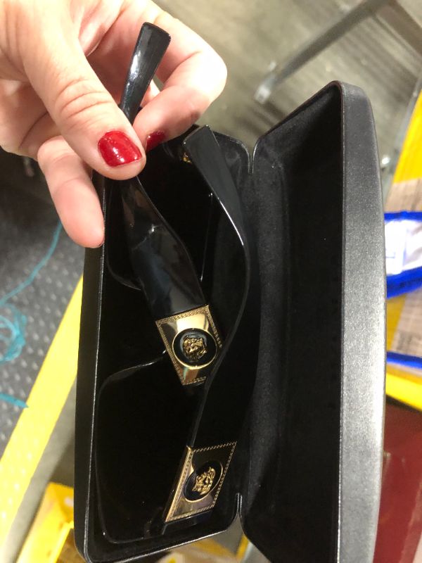 Photo 1 of ***BROKEN ARM***Versace VE 4405 GB1/87 Black Plastic Rectangle Sunglasses Grey Lens