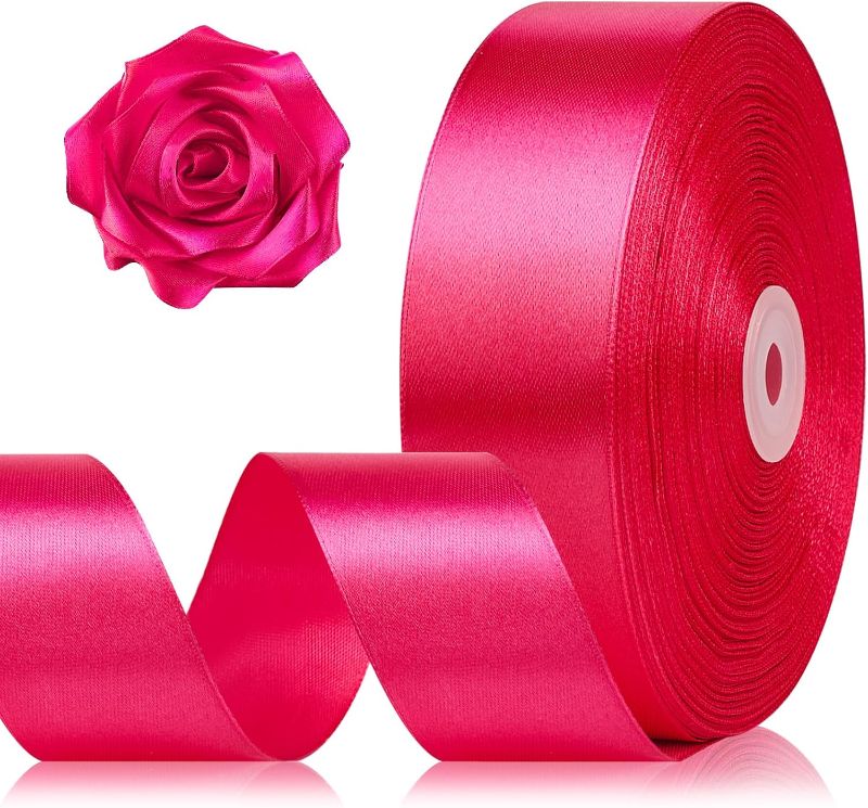 Photo 1 of 1-1/2 Inch 100 Yards Light Purple Satin Ribbon, Lavender Solid Fabric Ribbon Roll for Mother's Day Flower Bouquet, Gift Wrapping, Roses Making, Handmade Crafts