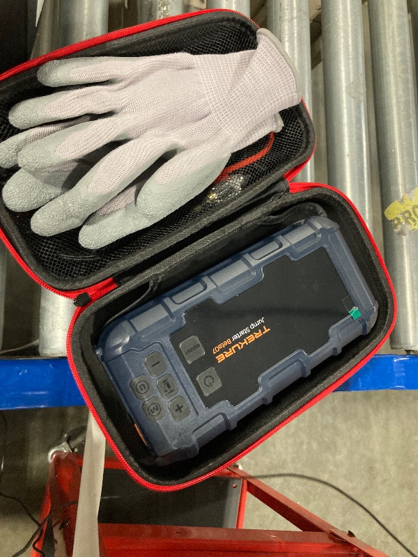 Photo 1 of TREKURE 10-in-1 Car Battery Jump Starter with Air Compressor 6000A 160PSI 45W Charger, Jump Starter Jump Box (All Gas 12L Diesel), Car Battery Jumper Starter Portable Jumper Cables, Gloves, Lights