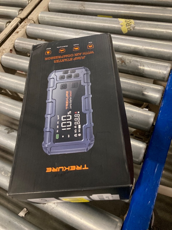 Photo 1 of TREKURE 10-in-1 Car Battery Jump Starter with Air Compressor 6000A 160PSI 45W Charger, Jump Starter Jump Box (All Gas 12L Diesel), Car Battery Jumper Starter Portable Jumper Cables, Gloves, Lights