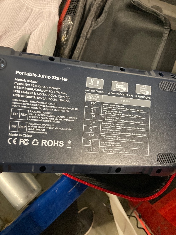 Photo 1 of TREKURE 10-in-1 Car Battery Jump Starter with Air Compressor 6000A 160PSI 45W Charger, Jump Starter Jump Box (All Gas 12L Diesel), Car Battery Jumper Starter Portable Jumper Cables, Gloves, Lights