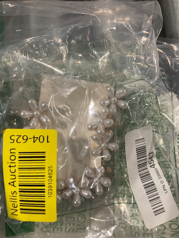 Photo 1 of 9 Pcs Small Mini Pearl Claw Clips with Flower Design, Sweet Artificial Bangs Clips Decorative Hair Accessories for Women Girls