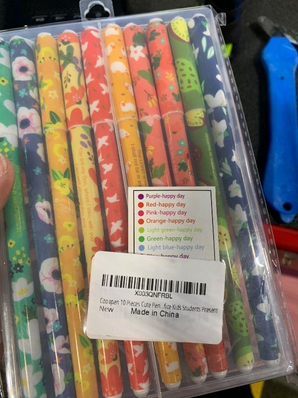 Photo 1 of 10 Pieces Cute Pens Cartoon Flower Pattern Pens Colored Gel Pen 0.5mm Fine Point Assorted Color Gel Ink Pens for School Office Kids Students Present