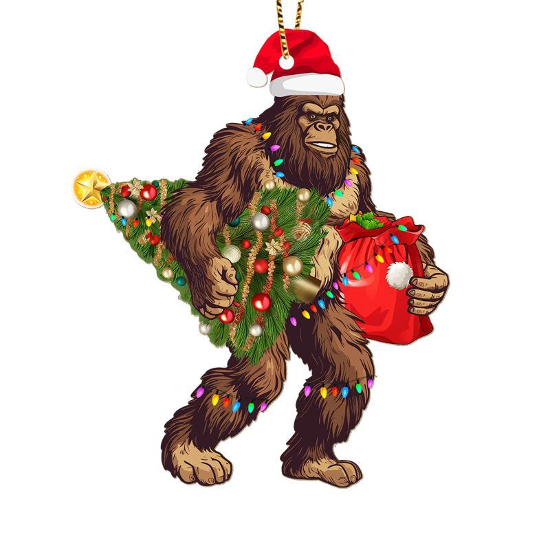 Photo 1 of 365RUSTIC Mythical Creature Ornament - Wooden Xmas Tree Hanging Decorations - Sasquatch Christmas Home Decor - Christmas Ornament Gifts - 2 Side Printed Ornaments