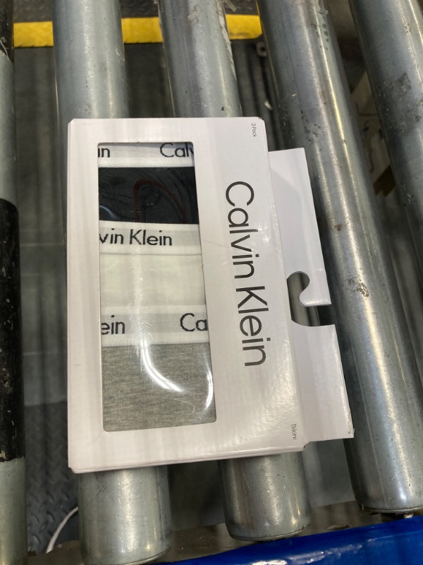 Photo 1 of Calvin Klein Carousel Logo Cotton Stretch Bikini Panties, Multipack, Black/White/Grey Heather, Medium