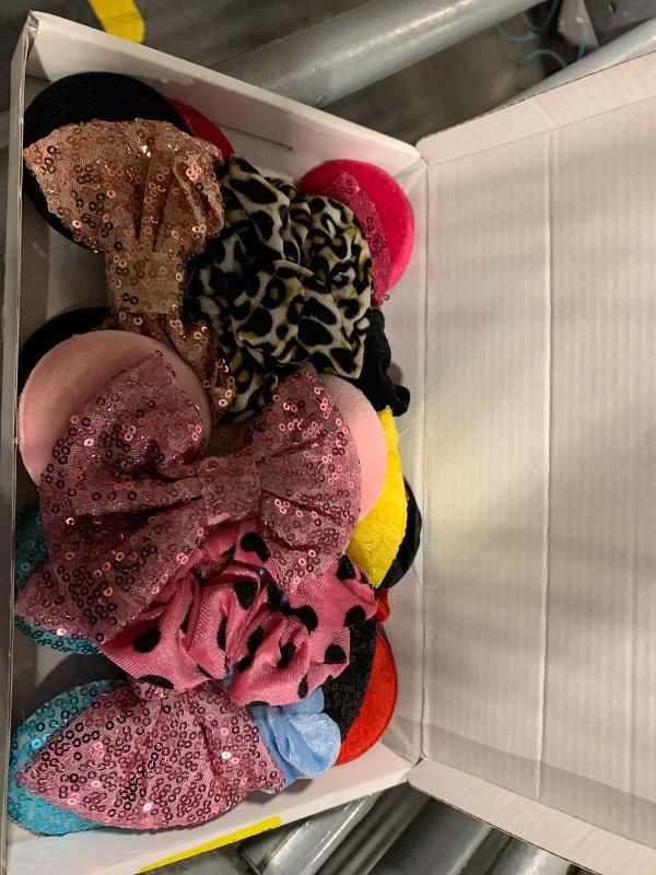 Photo 1 of 6 Pack Mouse Ears Scrunchies Velvet Scrunchies Sparkle Sequin Mouse Bows Hair Scrunchies Hair Ties Elastic Rubber Bands Ponytail Holders for Kids Women Girls Christmas Party Decoration