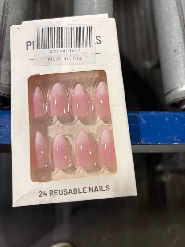Photo 1 of 24 Pcs Rose Pink Press on Nails Stiletto Almond - YEFIUO Glitter Fake Nails Press ons French Nail Tip Glue on Nails with Design Full Cover False Nails Stick on Nail Acrylic Nail Art Kit for Women