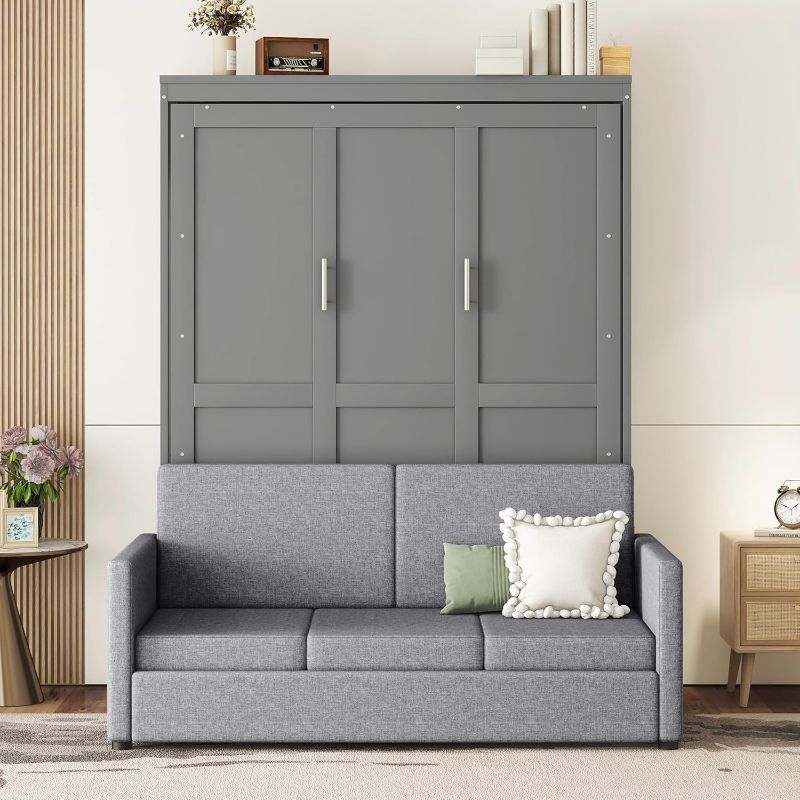 Photo 1 of Queen Murphy Bed Couch Combo, Hidden Murphy Bed Cabinet with Foldable Sofa, for Guest Room or Small Living Space, Grey [ONLY 1 BOX OF A 3 BOX SET]