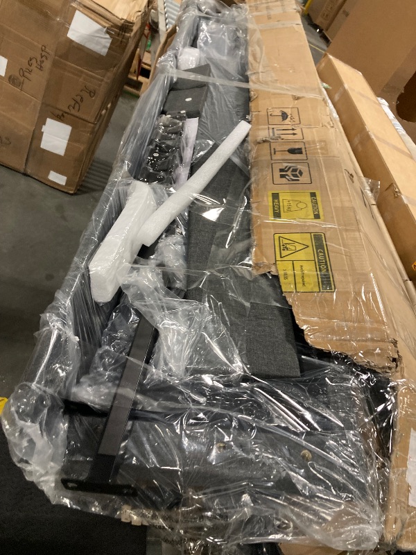Photo 1 of ***DAMAGE TO THE BOX*** Driftalia LED King Size Bed Frame with 2 Storage Drawers, Upholstered King Bed Frame with Headboard and Charging Station, No Box Spring Needed, Easy to Assembly-Dark Grey