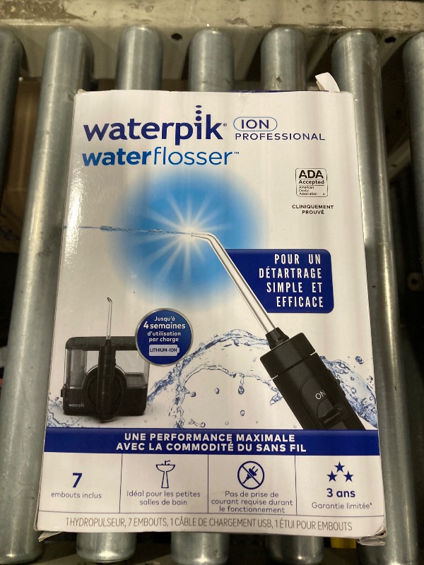 Photo 1 of ***MISSING CHARGER***Waterpik ION Professional Water Flosser, Rechargeable and Portable for Teeth, Gums, Braces, 10 Settings, 7 Flossing Tips For Multiple Users And Needs, ADA Accepted, WF-12 Black, Packaging May Vary