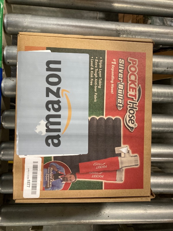 Photo 1 of Pocket Hose Silver Bullet 2.0 Expandable Garden Hose 25-FT with Turbo Shot Nozzle, AS-SEEN-ON-TV, Lead-Free, Solid Aluminum Connectors, Easy On/Off Valve, Kink-Free, Leak-Proof
