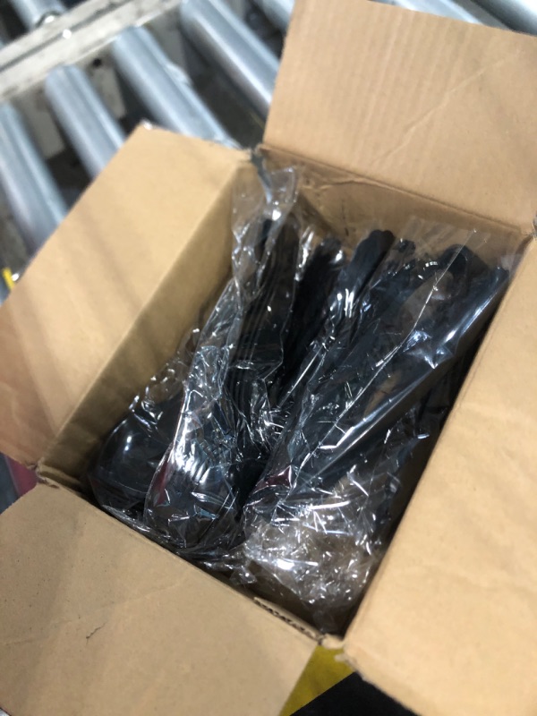 Photo 1 of 18 Pcs Black Plastic Serving Utensils Set - 6 Black Plastic Serving Spoons, 6 Black Tongs And 6 Forks - Heavy Duty Black Disposable Serving Utensils Set For Parties