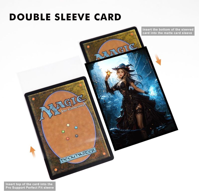 Photo 1 of AFIING MTG Commander Deck Box 200 Double Sleeved Cards Storage, 3-in-1 Magnetic Card Case Organizer for Magic: The Gathering TCG CCG, 4 Dividers & 2 Toploaders (Black/Orange)