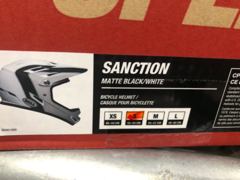 Photo 1 of BELL Sanction Adult Full Face Bike Helmet - Matte Black/White (2023), Small (52-54 cm)    