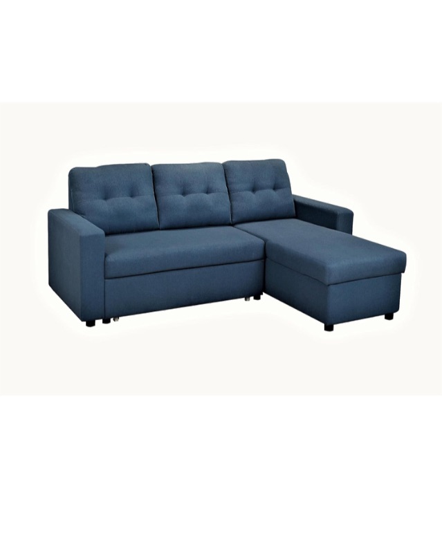 Photo 1 of Convertible L-Shaped Sectional Sleeper Sofa Bed, Stylish Apartment Furniture, Saving Pull Out Couch for Small Spaces and Living Rooms, Blue