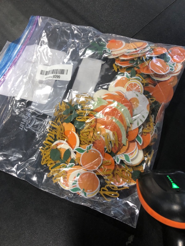 Photo 1 of 400 Pcs Little Cutie Baby Shower Confetti Citrus Decoration Orange Baby Shower Confetti with Eucalyptus and Orange Tangerine Table Scatter for Gender Reveal Decor
