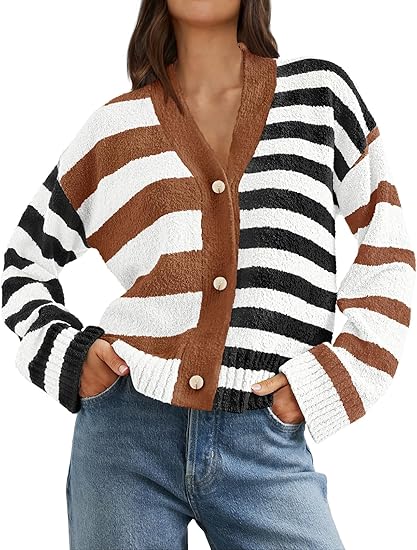 Photo 1 of ***SIMILAR PRODUCT*** 
MEROKEETY Women's V Neck Sweater Vest Cap Sleeve Color Block Knit Tank Tops Button Down Going Out Cardigan, Khaki, S