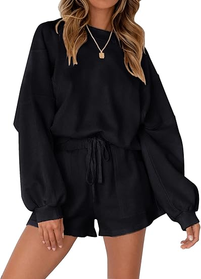 Photo 1 of ***unable find Navy blue color as sample picture, same item. MEDIUM SIZE***MEROKEETY Women's 2 Piece Outfits Short Sweatsuits Long Sleeve Sweatshirt Sweat Tracksuit Lounge Sets, Navy, Medium