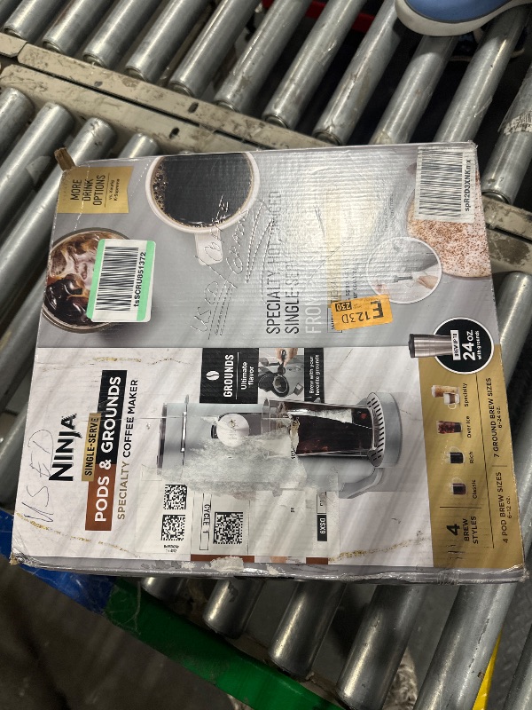 Photo 1 of Ninja Pods & Grounds Specialty Single-Serve Coffee Maker, K-Cup Pod Compatible, Built-In Milk Frother, 6-oz. Cup to 24-oz. Travel Mug Sizes, Iced Coffee Maker, Glacier Blue, PB051GB