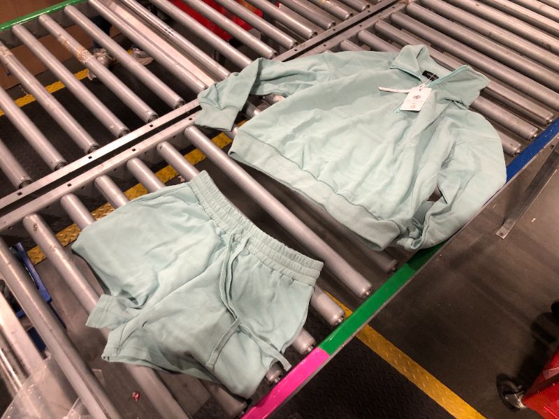 Photo 1 of ***SMALL SIZE*** MEROKEETY Long Sleeve Zipper Sweatsuit Short Set Light Green