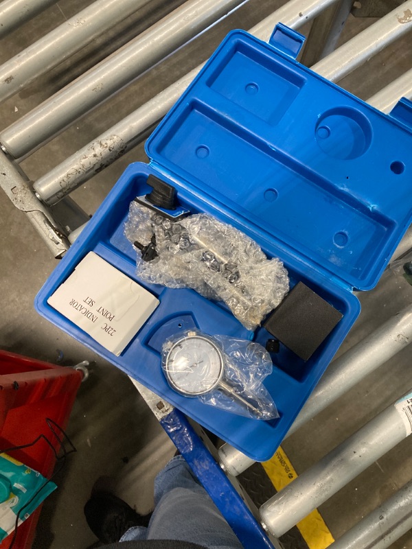 Photo 1 of Dial Indicator with Magnetic Base and Point Precision Inspection Set, Dial Test Indicator Long Arm 0-1" Professional Gauge 0.001", Magnetic Dial Indicator Base Holder with Fine Adjustment (Blue)